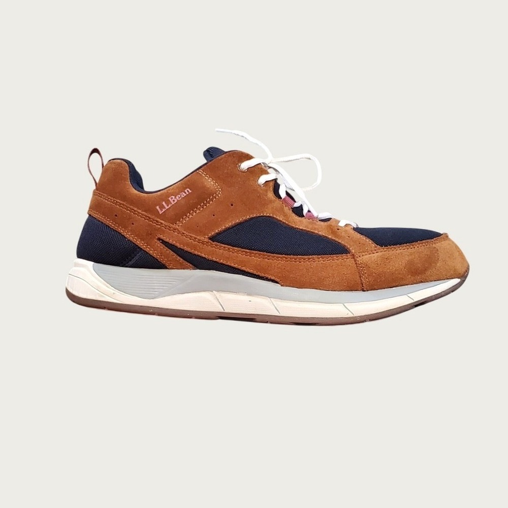 LL Bean Mens 13 Wide Brown Navy Suede Mesh Walking Shoes 505865 Sneaker - Picture 6 of 8
